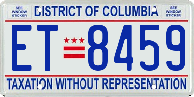 DC license plate ET8459