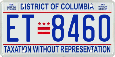 DC license plate ET8460