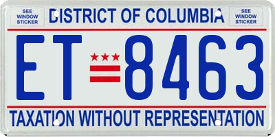 DC license plate ET8463