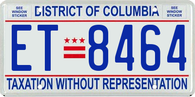 DC license plate ET8464