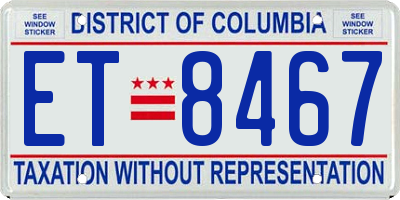 DC license plate ET8467