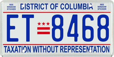 DC license plate ET8468