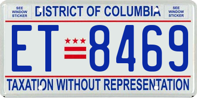 DC license plate ET8469
