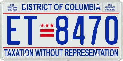 DC license plate ET8470