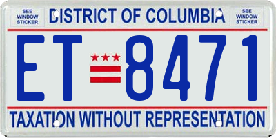 DC license plate ET8471