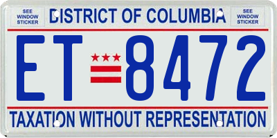 DC license plate ET8472