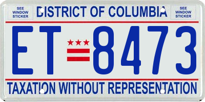 DC license plate ET8473