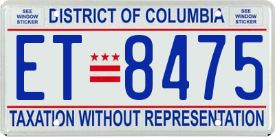 DC license plate ET8475