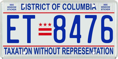 DC license plate ET8476