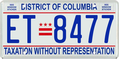 DC license plate ET8477