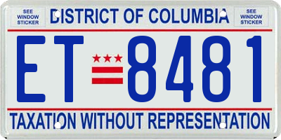 DC license plate ET8481