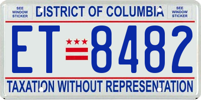DC license plate ET8482