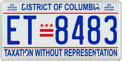 DC license plate ET8483