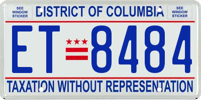 DC license plate ET8484
