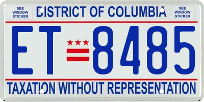 DC license plate ET8485