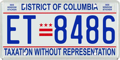 DC license plate ET8486