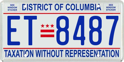 DC license plate ET8487