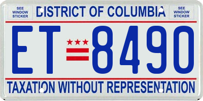 DC license plate ET8490