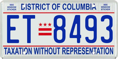 DC license plate ET8493