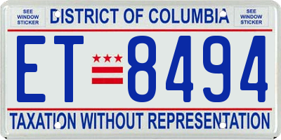 DC license plate ET8494