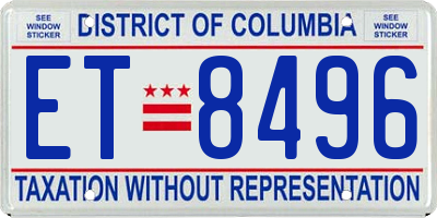 DC license plate ET8496