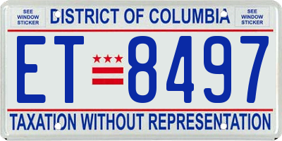 DC license plate ET8497