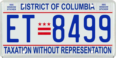 DC license plate ET8499