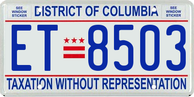DC license plate ET8503