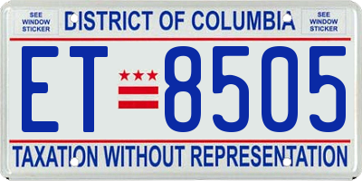 DC license plate ET8505