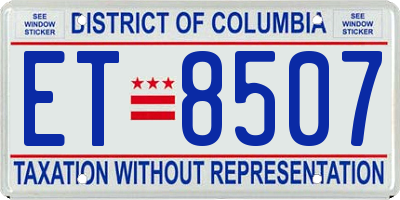 DC license plate ET8507