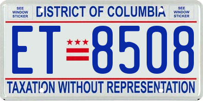 DC license plate ET8508