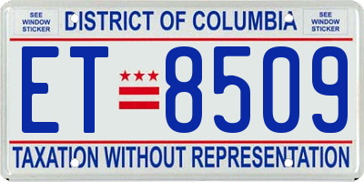 DC license plate ET8509