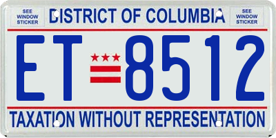 DC license plate ET8512