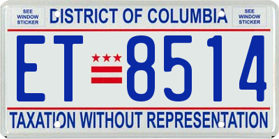DC license plate ET8514