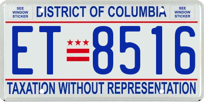 DC license plate ET8516