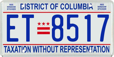 DC license plate ET8517