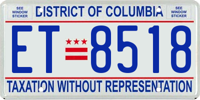 DC license plate ET8518