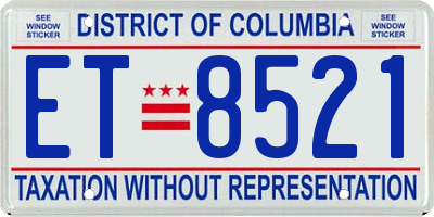 DC license plate ET8521