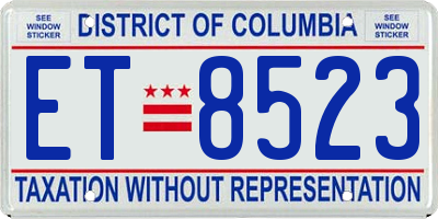 DC license plate ET8523