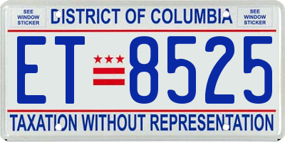 DC license plate ET8525