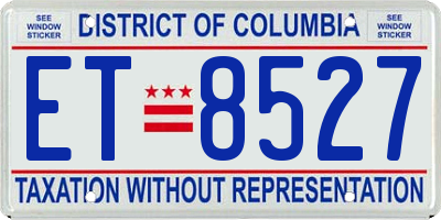DC license plate ET8527