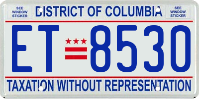 DC license plate ET8530