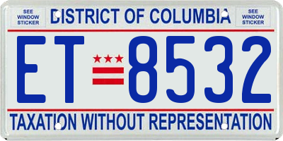 DC license plate ET8532