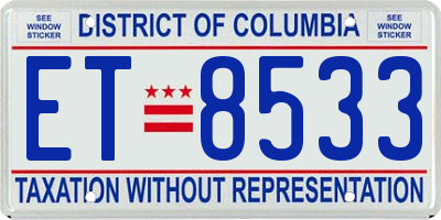 DC license plate ET8533