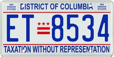 DC license plate ET8534