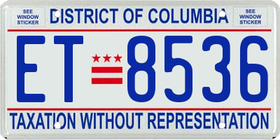 DC license plate ET8536