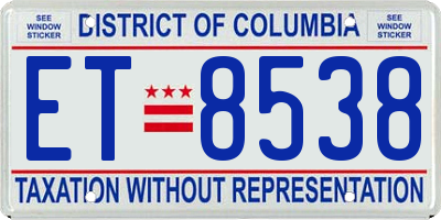 DC license plate ET8538