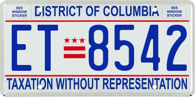 DC license plate ET8542