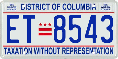 DC license plate ET8543