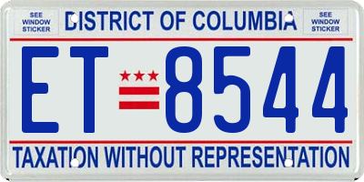 DC license plate ET8544